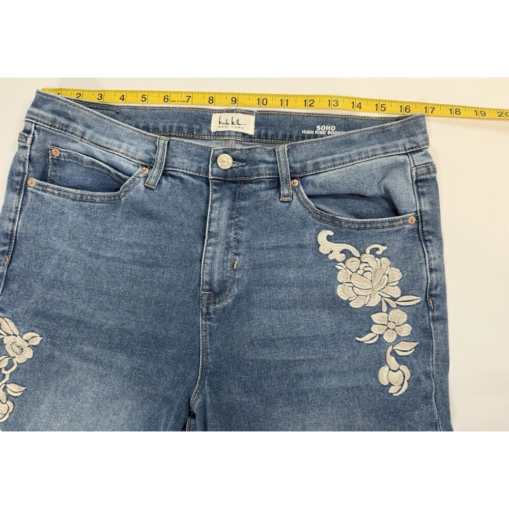Nicole Miller Soho High Rise Bootcut Jeans 14 Floral Embroidered Stretch Boho - Picture 5 of 8